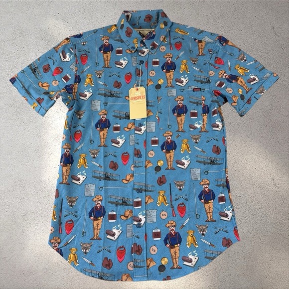 RSVLTS Shirt President Teddy Roosevelt Man in the Arena All-Over Print Sz S NWT